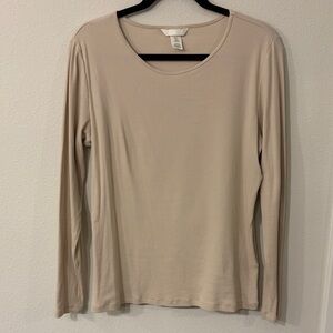 Women's H&M Long Sleeve Ribbed Beige Top
